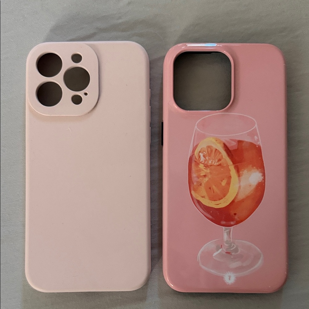 15 Pro Max Phone Cases - (1) Pink (1) Aperol Spritz Design